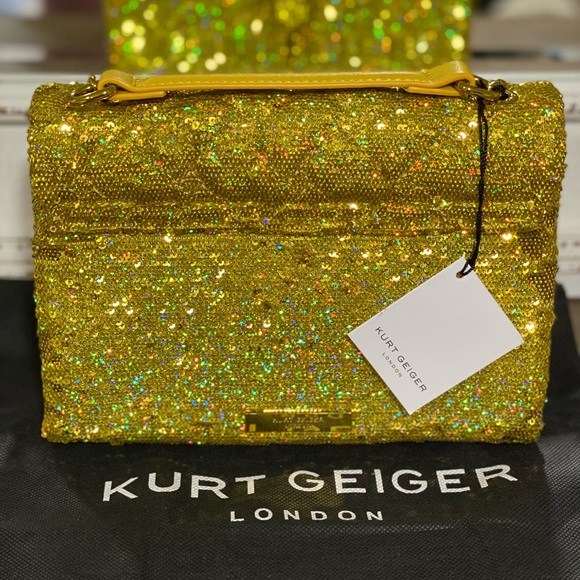 KURT GEIGER LONDON Kensington Gold Sequins Crossbody Bag - Picture 5 of 9